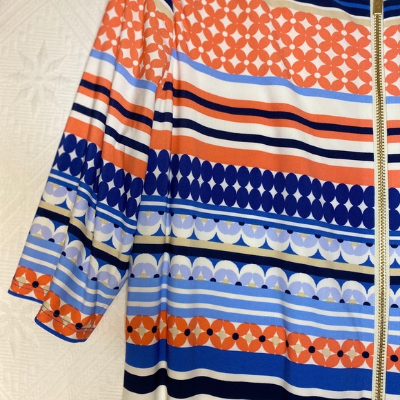 Eliza J Print Jersey Shirt Dress - 14 (navy/coral) - Picture 3 of 7